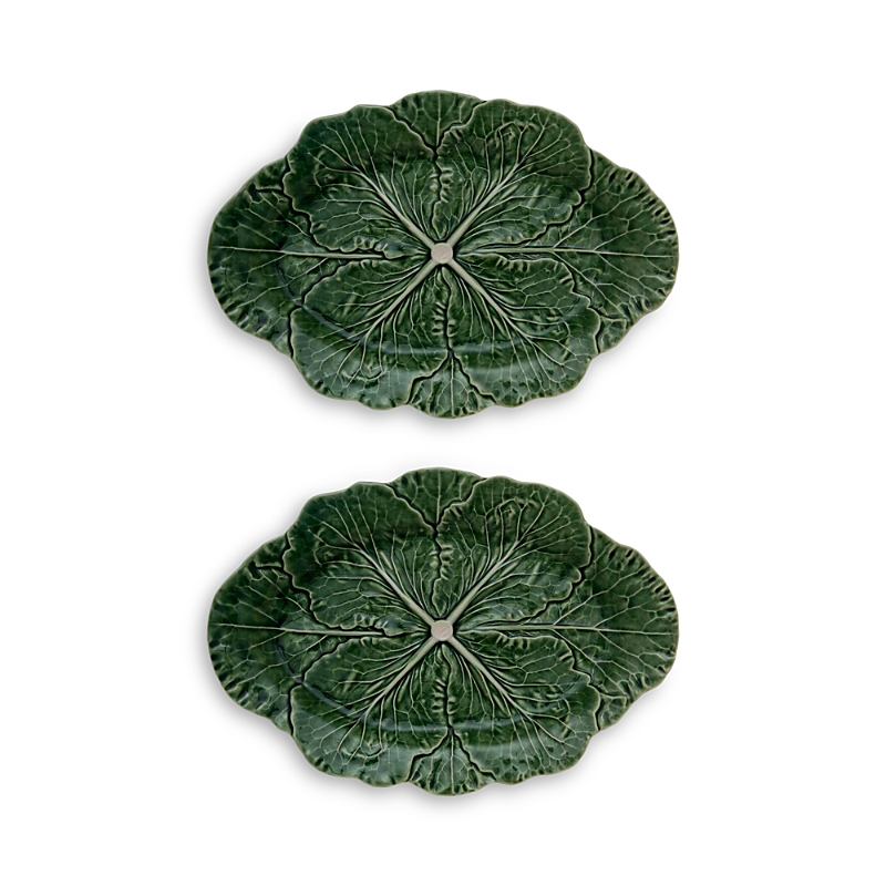 Bordallo Pinheiro Cabbage Oval Platter, Set Of 2 In Green