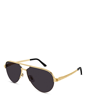 Shop Cartier Santos Evolution Pilot Sunglasses, 60mm In Gold/gray Solid