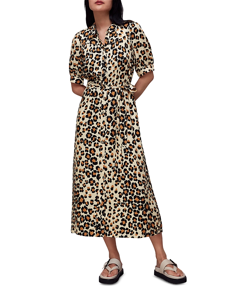 Whistles Painted Leopard Midi Dress