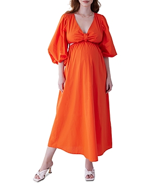 Shop Ingrid & Isabel Cutout Maxi Maternity Dress In Tangerine Tango