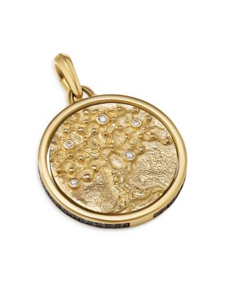 Men's Life & Death Duality Amulet in 18K Yellow Gold with Diamonds, 30mm