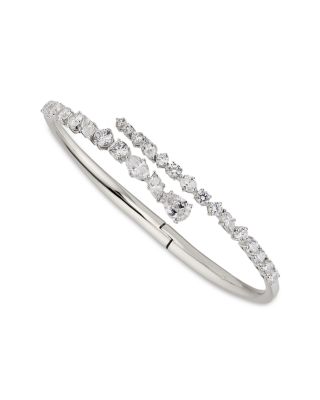 Nadri - Flutter Cubic Zirconia Bypass Bangle Bracelet in Rhodium Plated or 18K Gold Plated