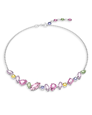 Shop Swarovski Gema Multicolor Crystal Choker Necklace In Rhodium Plated, 15 In Multi/silver