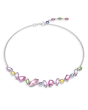 Swarovski Gema Multicolor Crystal Choker Necklace in Rhodium Plated, 15