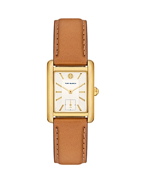 Shop Tory Burch The Eleanor Watch, 25mm X 34mm In White/brown