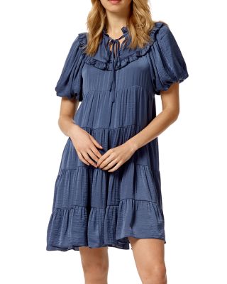 Stella Tiered Puff Sleeve Textured Dress