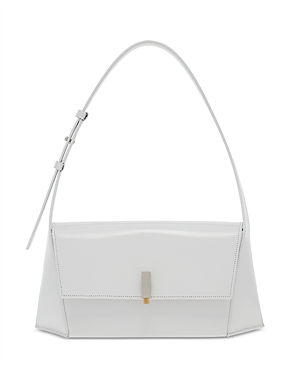 Ferragamo Prisma Leather Shoulder Bag In Optic White/silver/gold