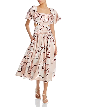Aje Marianne Cutout Midi Dress In Whimsical Dove