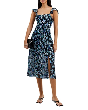 French Connection Bette Floral Satin Burnout Dress In Blue | ModeSens French Connection Bette Floral Satin Burnout Dress In Blue | ModeSens
