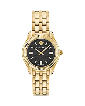 Versace Greca Time Watch, 35mm In Black/gold