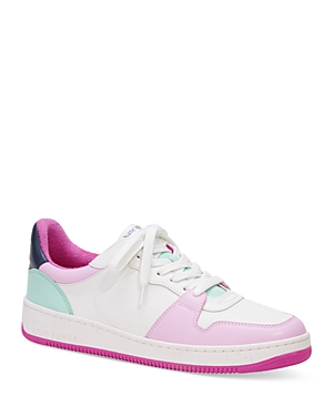 Kate Spade Bolt Leather Patchwork Flatform Sneakers In Optic White/ Violet Blush