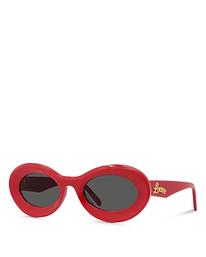Shop Loewe Paula's Ibiza Curvy Oval Sunglasses, 50mm In Red/smoke