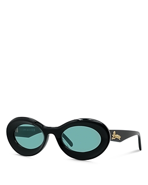Shop Loewe Paula's Ibiza Curvy Oval Sunglasses, 50mm In Black/blue Solid