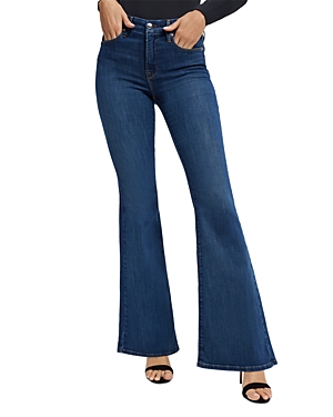 Shop Good American Cotton Blend Good Legs High Rise Flared Leg Jeans In Bb04