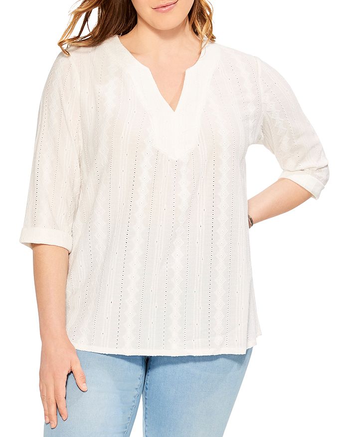 NIC+ZOE Plus Angled Lace Top | Bloomingdale's