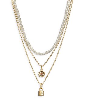 COACH - Signature Imitation Pearl Layered Necklace, 15"-19"L