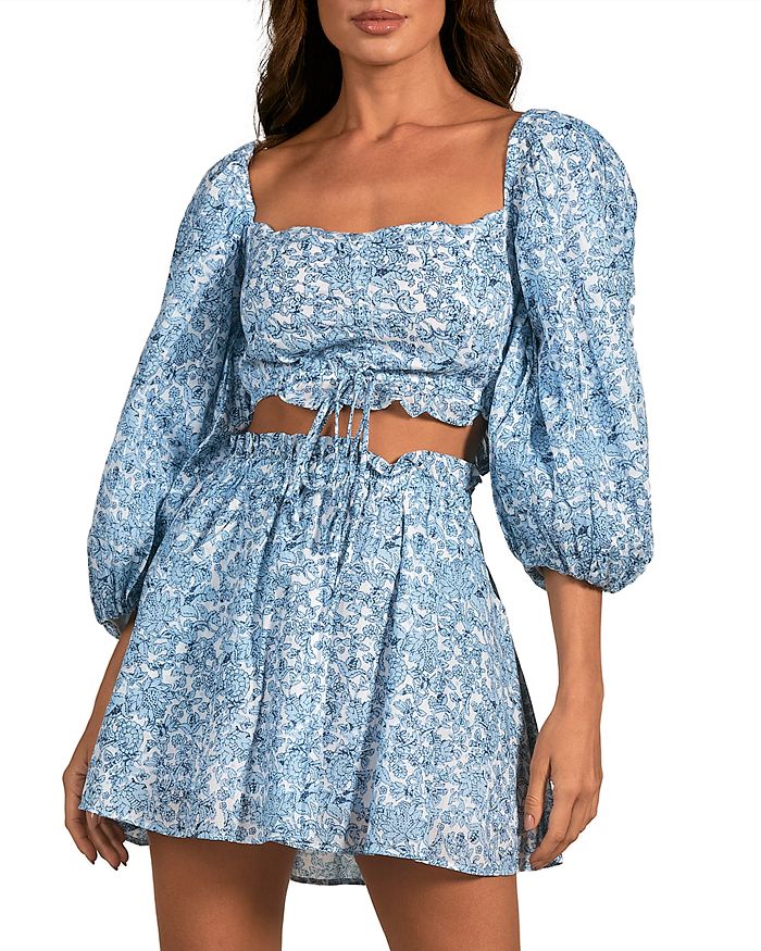 Elan Balloon Sleeve Crop Top Bloomingdale's