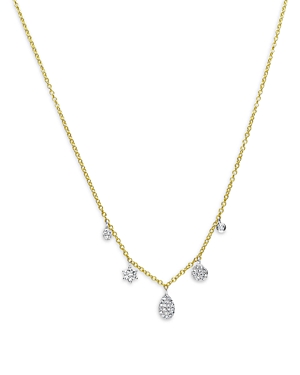 Meira T 14k White & Yellow Gold Diamond Cluster Dangle Pendant Necklace, 18 In Gold/white