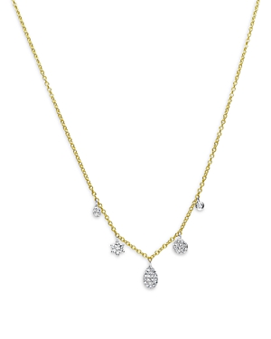 Meira T 14K White & Yellow Gold Diamond Cluster Dangle Pendant Necklace, 18