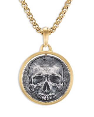 Men's Life & Death Duality Amulet in Sterling Silver with 18K Yellow Gold, 30mm