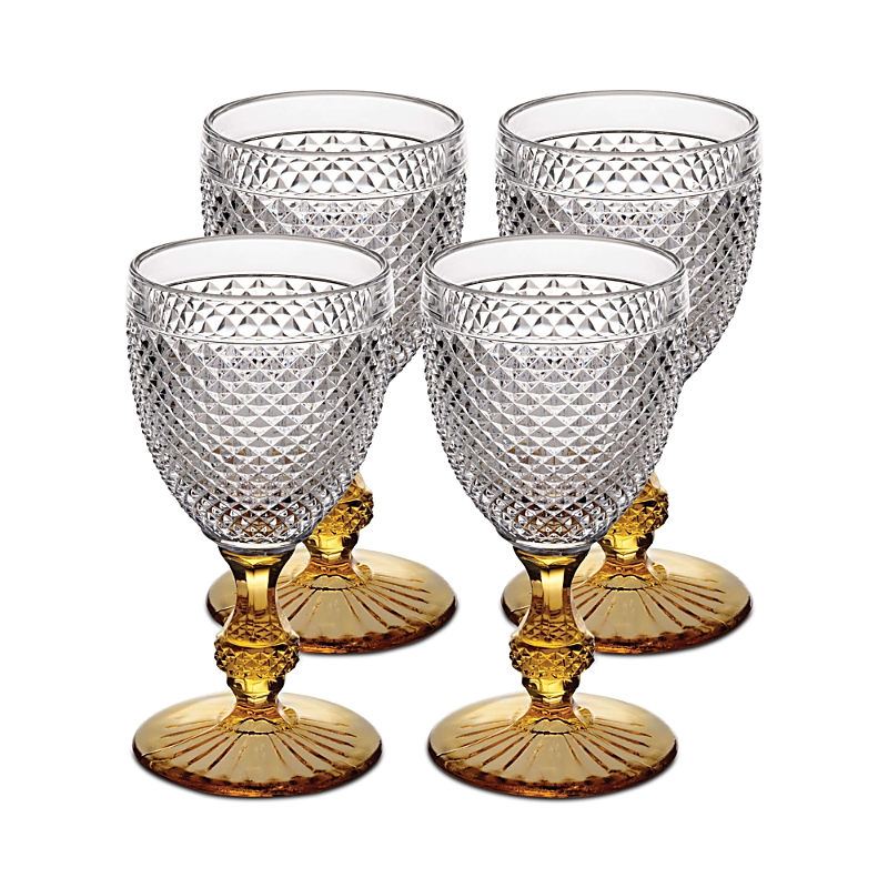 Vista Alegre Bicos Bicolor Goblet With Amber Stem, Set Of 4 In Multi