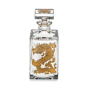 Vista Alegre Golden Whisky Decanter with Gold Dragon