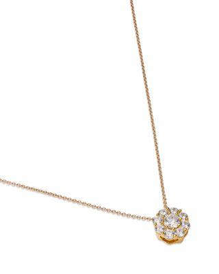 Diamond Flower Cluster Pendant Necklace in 14K Yellow Gold, 0.50 tcw   