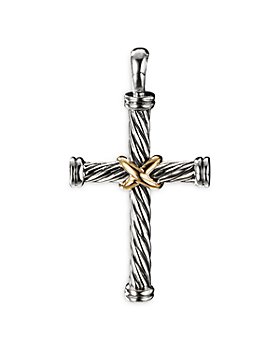 LUXE Mens 14k Gold Cross Pendant MASCULIN 14k Gold Cross Necklace for Men  Plated