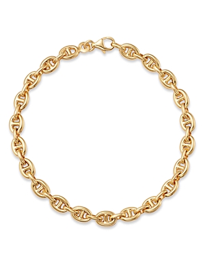 14K Yellow Gold Puff Mariner Link Chain Bracelet