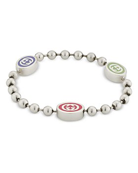 Gucci - Sterling Silver Boule Multicolor Enamel Logo Beaded Bracelet