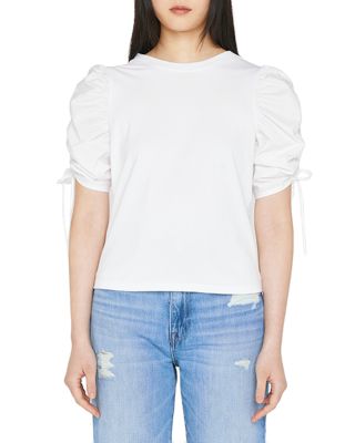 FRAME - Ruched Tie Sleeve Top