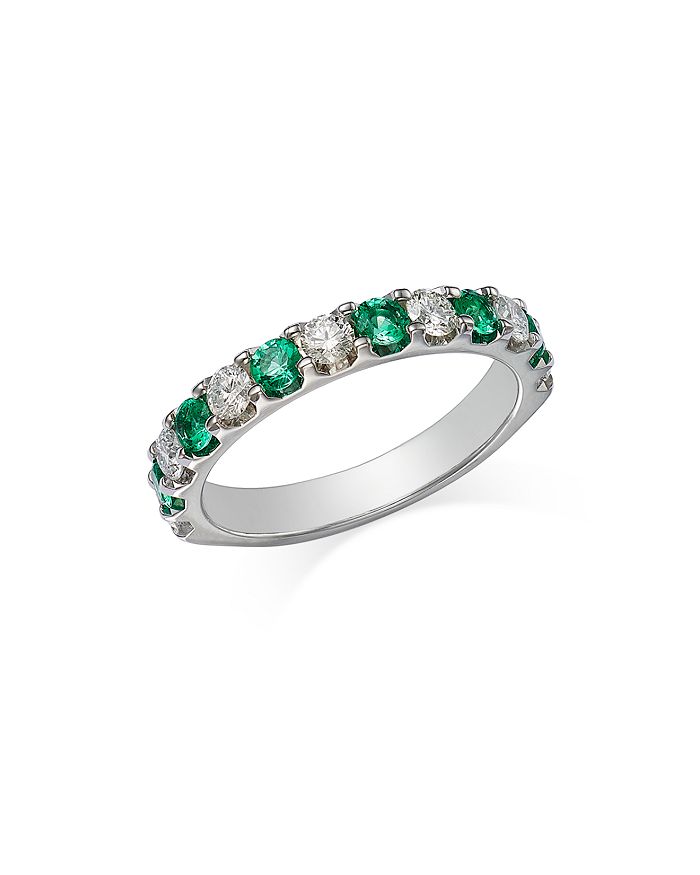 Bloomingdale's - Emerald and Diamond Band in 14K White Gold - 100% Exclusive
