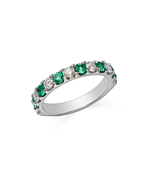 Bloomingdale's Emerald and Diamond Band in 14K White Gold - 100% Exclusive