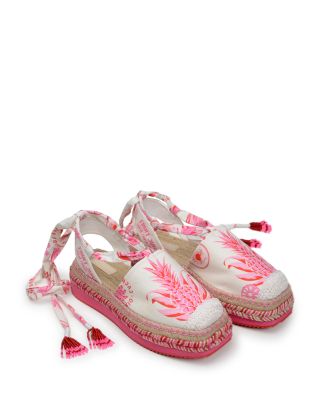 FARM Rio - Women's Pink Fruit Juice Lace Up Ankle Tie Espadrille Flats