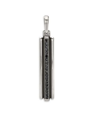David Yurman - Sterling Silver Deco Ingot Pendant with Pav&eacute; Black Diamonds