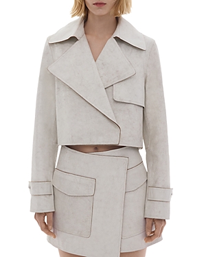 helmut lang trench leather cropped jacket