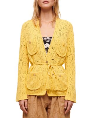 Maje - Medina Belted Pointelle Cardigan