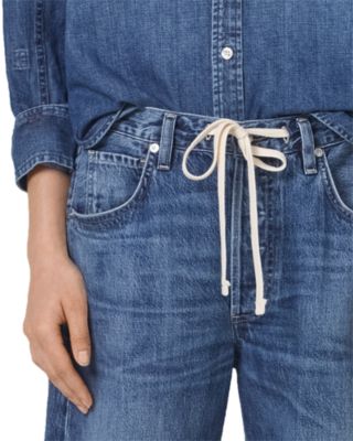 Brynn Drawstring High Rise Wide Leg Jeans in Atlantis