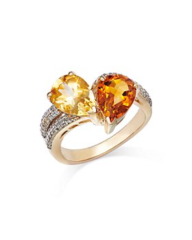 Bloomingdale's - Citrine & Diamond Bypass Ring in 14K Yellow Gold - 100% Exclusive 
