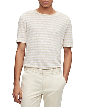Shop Hugo Boss Tiburt Linen Regular Fit Short Sleeve Tee In Open White