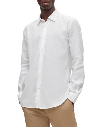 BOSS Roger Linen Blend Slim Fit Shirt | Bloomingdale's