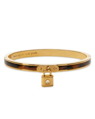 kate spade new york - Lock and Spade Padlock Charm Tortoise Bangle Bracelet in Gold Tone