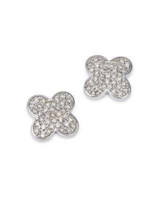 Bloomingdale's Fine Collection Diamond Pave Clover Stud Earrings in 14K White Gold, 0.60 ct. t. w. - Exclusive