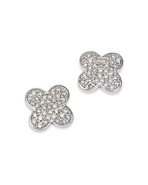 Bloomingdale's Diamond Pave Clover Stud Earrings In 14k White Gold, 0.60 Ct. T.w. - 100% Exclusive