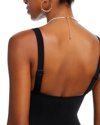 Ava Plunge Neck Tie-Front One Piece Swimsuit