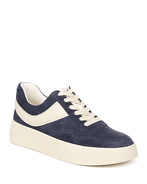 Vince Warren Mixed Leather Court Sneakers In Midnight