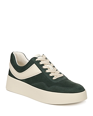Vince Warren Mixed Leather Court Sneakers In Evergreen