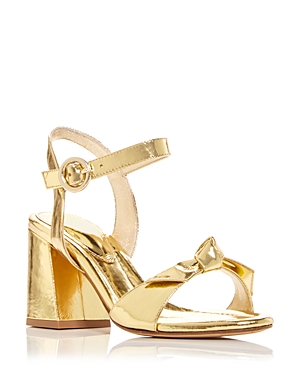 Alexandre Birman Clarita Flare Block Heel Sandals In Golden