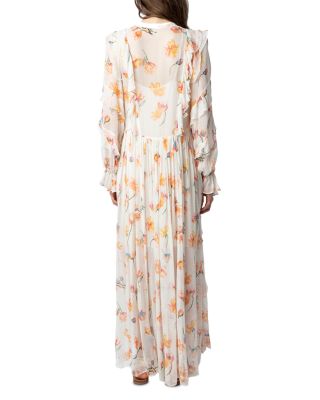 Riciny Mousseline Ruffled Floral Maxi Dress