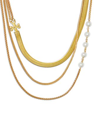 TORY BURCH Kira Pearl layered ネックレス 0400022447319_TORYGOLDPINKIVOR